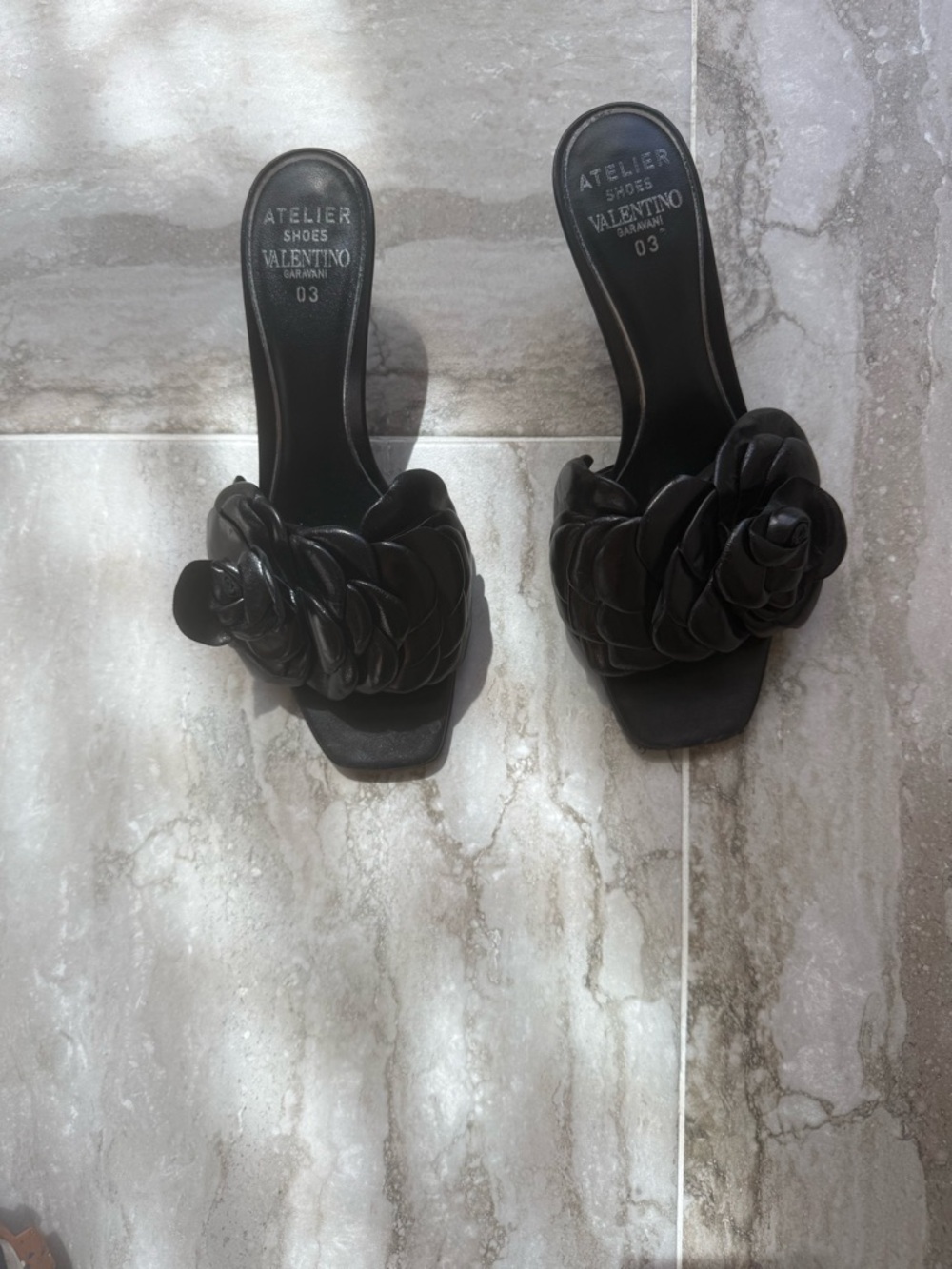 Valentino Black Braided Floral Slide Mules